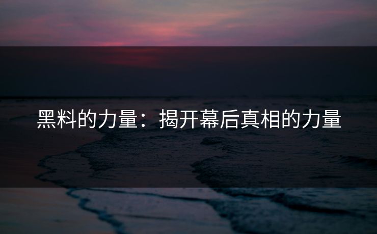 黑料的力量：揭开幕后真相的力量  第1张