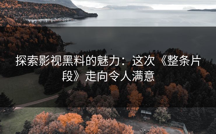 探索影视黑料的魅力：这次《整条片段》走向令人满意