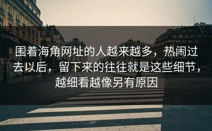 围着海角网址的人越来越多，热闹过去以后，留下来的往往就是这些细节，越细看越像另有原因