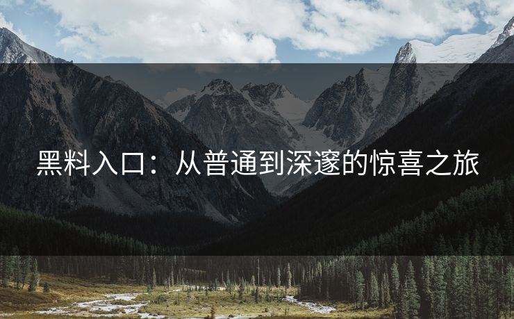 黑料入口：从普通到深邃的惊喜之旅