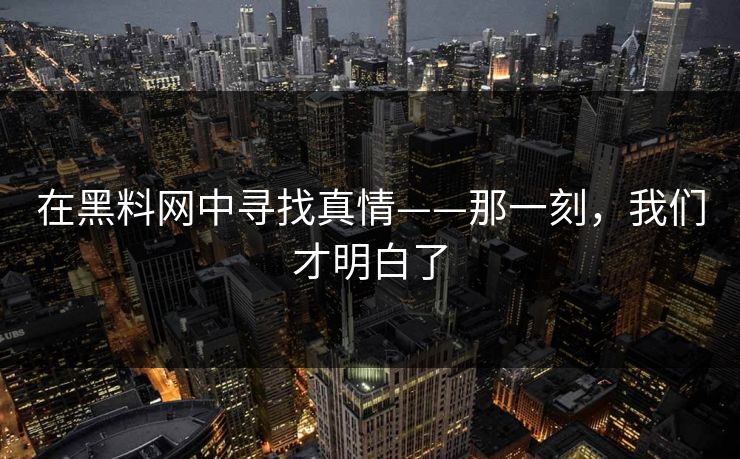 在黑料网中寻找真情——那一刻，我们才明白了