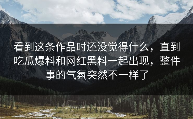 看到这条作品时还没觉得什么，直到吃瓜爆料和网红黑料一起出现，整件事的气氛突然不一样了