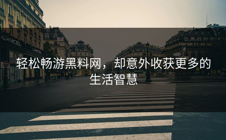 轻松畅游黑料网，却意外收获更多的生活智慧