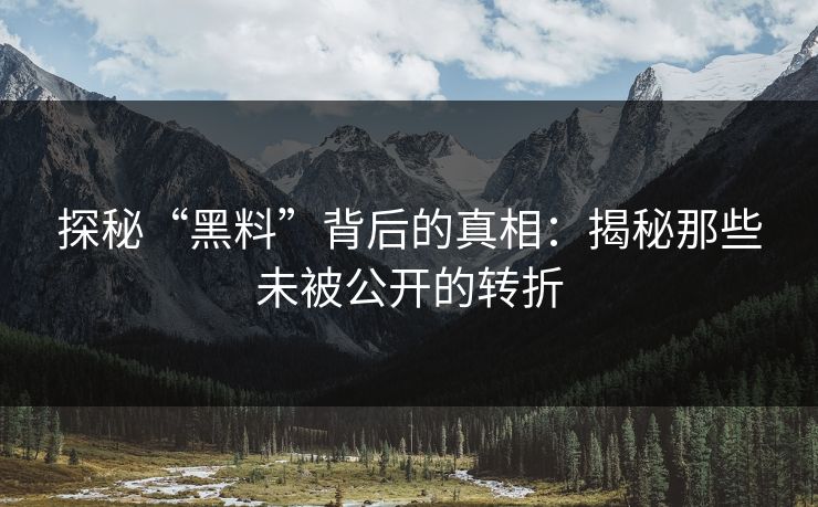 探秘“黑料”背后的真相：揭秘那些未被公开的转折