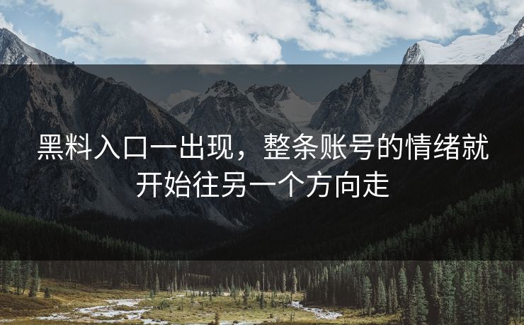 黑料入口一出现，整条账号的情绪就开始往另一个方向走  第1张