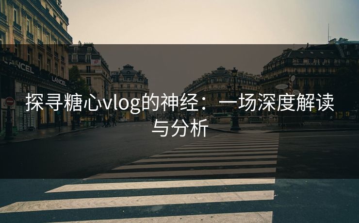 探寻糖心vlog的神经：一场深度解读与分析  第1张