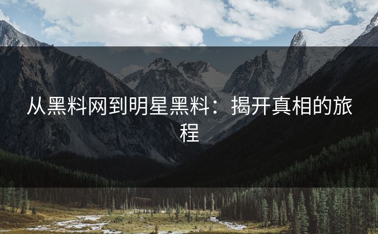 从黑料网到明星黑料：揭开真相的旅程