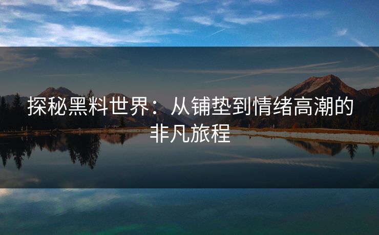 探秘黑料世界：从铺垫到情绪高潮的非凡旅程